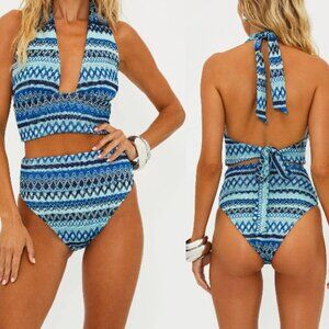 New! Beach Riot Blue Daydream Chevron Highway Bikini Swim Bottom 24998